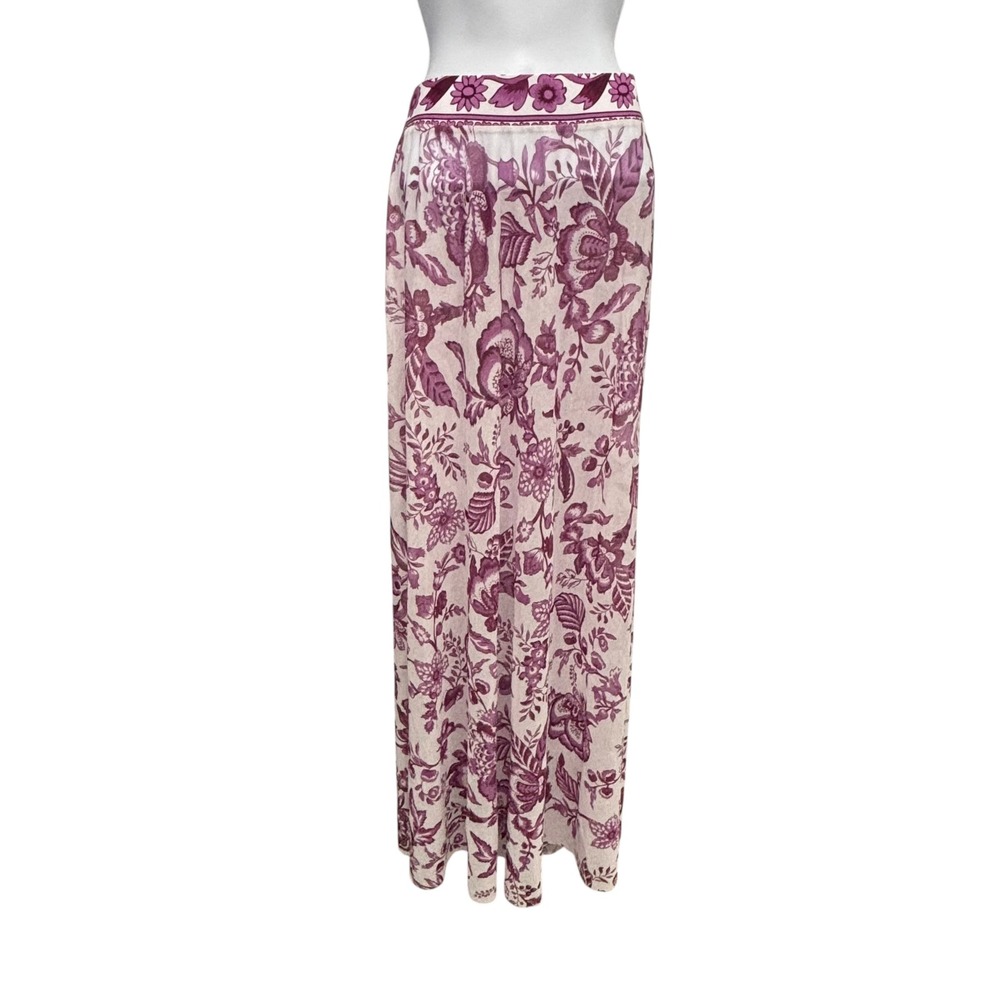 Shapecurve Womens 5X Purple Floral Mesh Maxi Skirt High Waist Boho A-Line Skirt